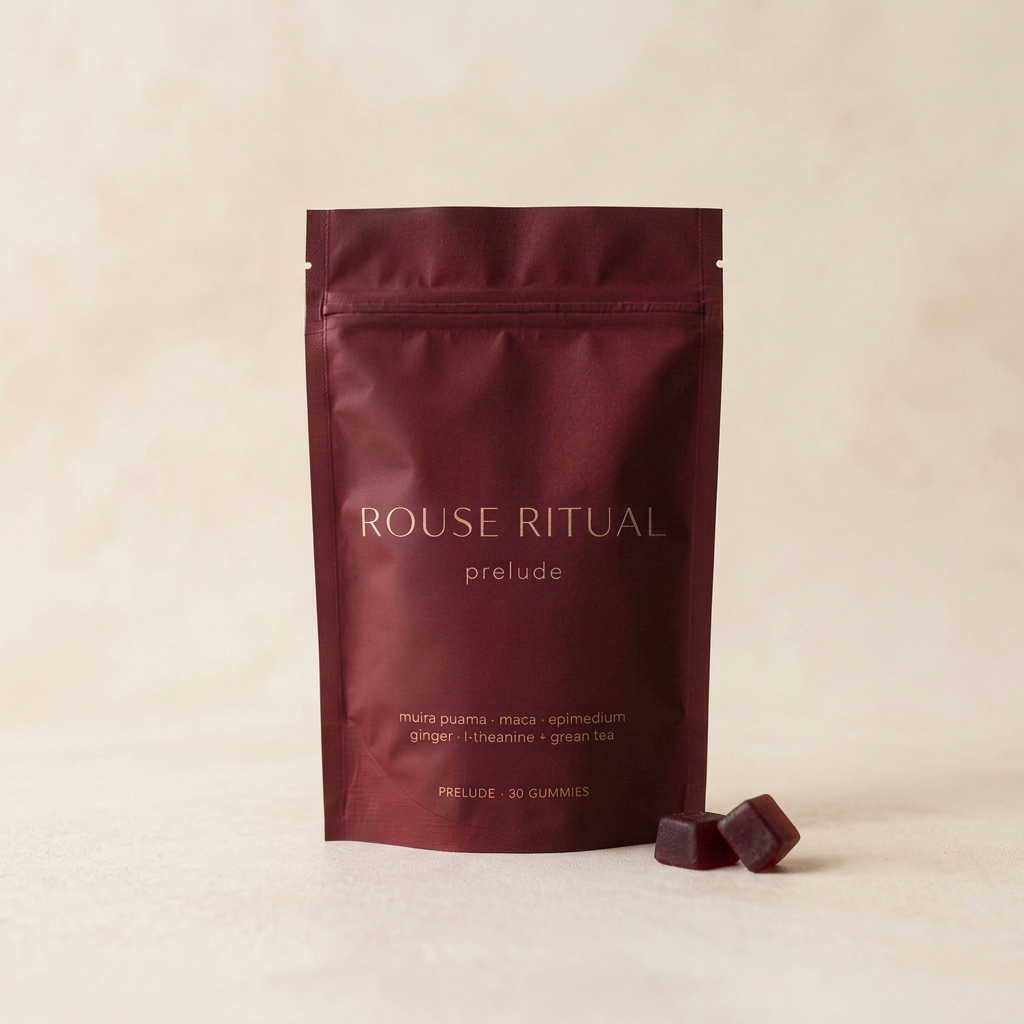 Rouse Ritual Prelude pouch on a bone surface in soft light